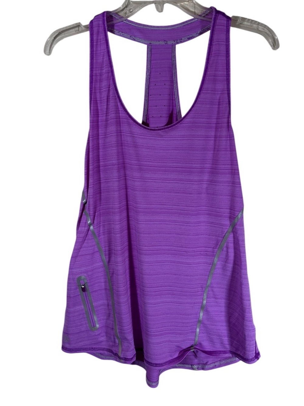 Athleta women’s Zinger zip pocket athletic tank top medium heathered purple